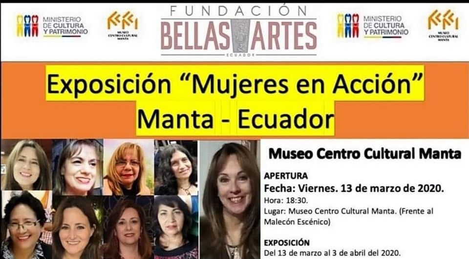 Afiche de la exposicion Mujeres en Accion, Museo Centro Cultural Manta, 2020